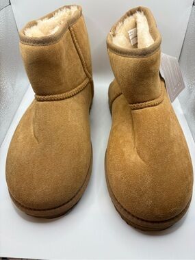 Zizor Chestnut Suede Fleece Lined Ankle Boots Size 7 New